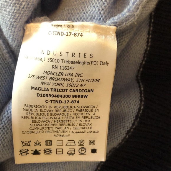 Moncler Maglia Tricot Colour Block Cashmere Sweater Periwinkle Blue & Navy Sz M - Picture 4 of 6